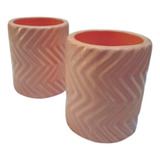 Set Macetas De Ceramica Esmaltada X2 Zigzag Deco Suculentas 