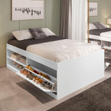 Cama De Casal Box Sapateira Moal Branco