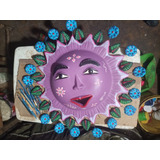 Barro Metepec - Sol Decorado Con Flores - Artesanía 