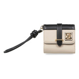 Cartera Chica Cloe Para Mujer Flap Con Maneral Con Broche Color Beige