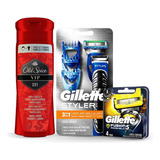 Kit Gillette Rastrillo Styler Y Repuestos + Jabón Old Spice