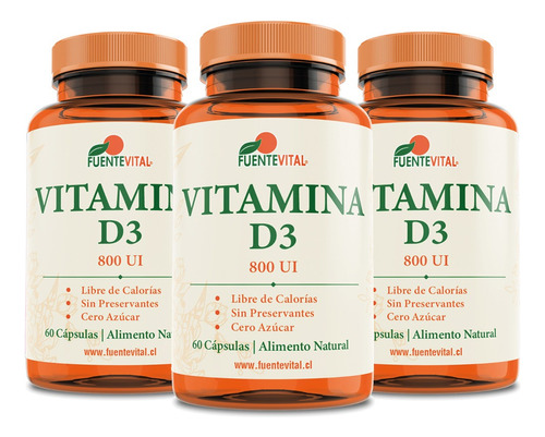 Vitamina D3 Capsulas Vegetales 800 Ui - Pack Oferta X 3