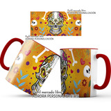 Mug  Taza Oreja Roja Calavera Catrinas Halloween 013