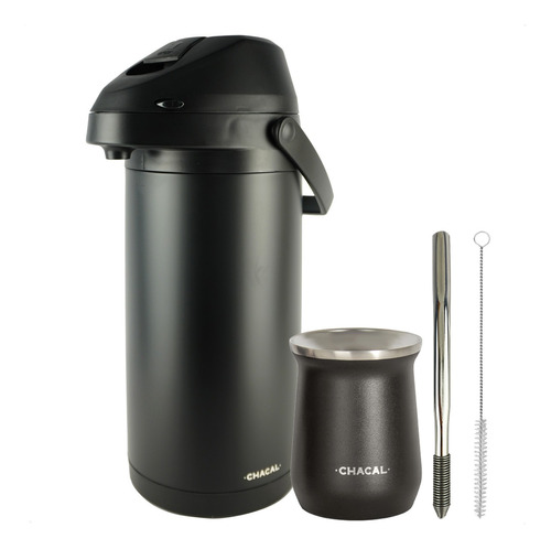 Kit Terere Chacal Garrafa 5,0l Preto E Cuia Térmica Preto