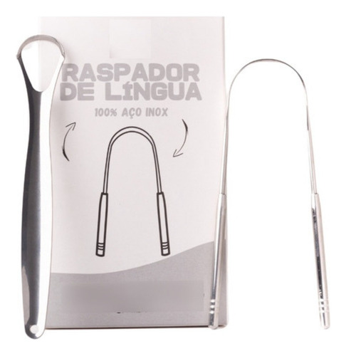 Kit 02 Ferramenta P/ Limpar Língua Aço Inox Raspagem Lingual