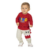 Conjunto Bebê Masculino Moletom Peluciado Dino Baby Reirex