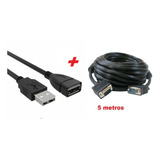 Extensão Usb M+f + Cabo Vga 5m Monitor Tv Projetor Blindado