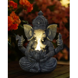 Estatua Elefante Ganesha Con Luces Solares Para Decoración Y