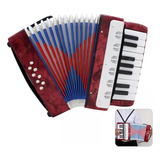 Acordeon / Sanfona Infantil 8 Baixos 17 Teclas  -  Vermelho