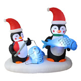6 Pies De Largo Iluminado Navidad Inflable Dos Pingüinos Fel
