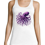 Musculosa Mujer Pulpo Tentaculos Dibujo Arte Violeta