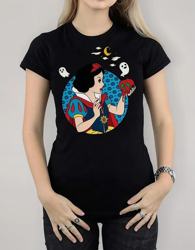 Playera Dama Halloween Blanca Nieves Craneo
