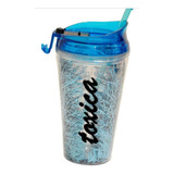 Vaso Personalizado Glitter Splash Termo Antiderrame  Popote