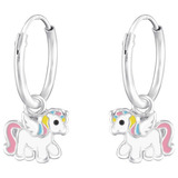 Argollas Aros Unicornio Niña Plata 925 + Cajita Regalo