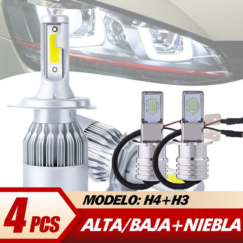 X Kit Luces Led Para Vw 8000lm Luz Alta/baja+luz Niebla