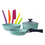 Set 10 Piezas - Jade Cook Smart + Cuchillos - Cv Directo Color Verde Jade