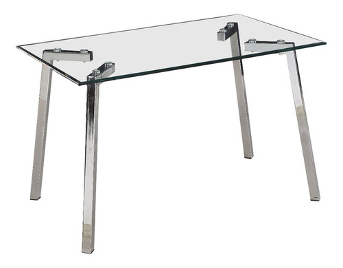 Mesa Vidrio Templado Rectangular Comedor Patas Cromadas 1.60