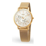 Reloj Mujer Q&q Flowers Acero  Colección De Lujo Dama Qyq