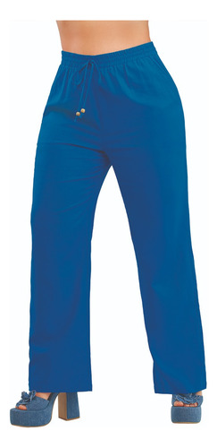 Pantalón Mujer Azul Tipo Lino 995-63