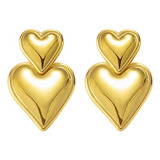 Aretes Corazón Selovo Baño De Oro Acero Inoxidable