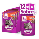 Whiskas Alimento Húmedo En Sobre Gato Carne Salsa 12 Un