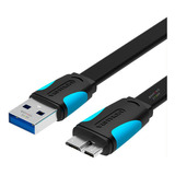 Cable Micro Usb B 3.0 Hd Externo Para Samsung S5 Vention De 25 Cm, Color Negro