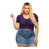 Blusa Cropped Plus Size Blusinha Estica