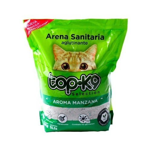 Arena Sanitaria Aglutinante Top-k9 6 Kg Limon.