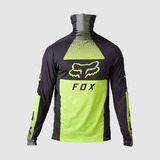 Polera Moto Ranger Drive Krux Sxs Con Cuello Amarillo Fluor 