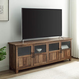 Walker Edison Farmhouse Soporte De Tv De Vidrio Y Madera Par