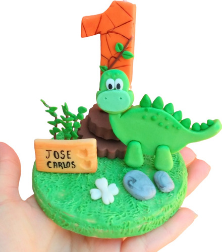 Vela Para Pastel Dinosaurio Pasta Flexible Personalizada 