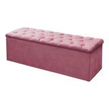 Recamier Baú Mirage Para Cama Queen 160cm Suede Rosa Barbie