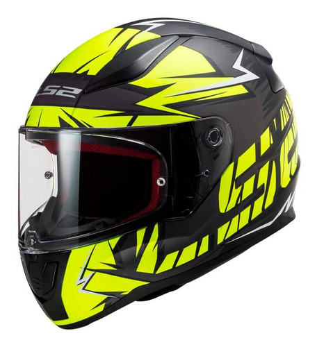 Casco Moto Integral Ls2 353 Rapid Cromo Negro Mate Amarillo