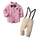 Conjunto Casual Niño Pantalón Camisa Tirantes Y Moño