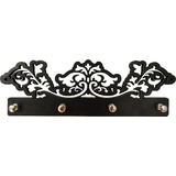 Porta Chaves Decorativo Preto Modelo Flor Arabesco  Mdf