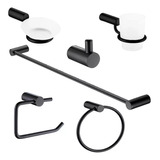 Set Accesorios Baño Ducha 6 Pzs. Negro Vidrio D10 Net