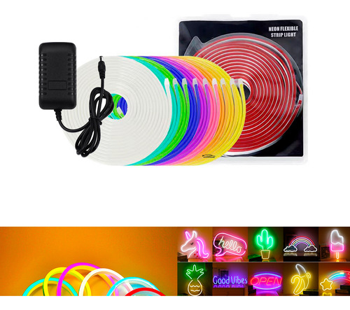 5m Mangueira Led Neon Corte 2,5cm Flex 12v + Fonte 3a