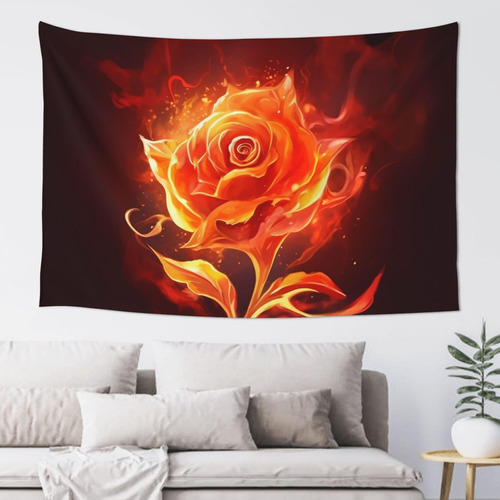 Adanti Flame Rose Print Tapestry Decorative Wall Soft Wide .
