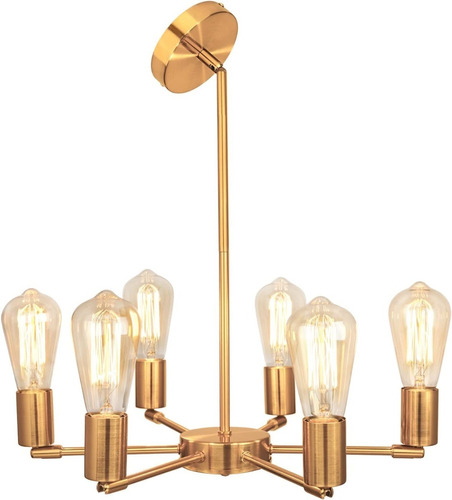 Lampara Colgante Industrial Dorada Candelabro Ajustable