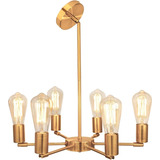 Lampara Colgante Industrial Dorada Candelabro Ajustable