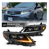 For 11-20 Toyota Sienna Alpha Black Housing Led Drl Sequ Aag