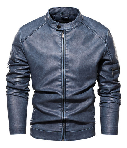 Chaqueta De Cuero Lavada De Calidad Para Hombre