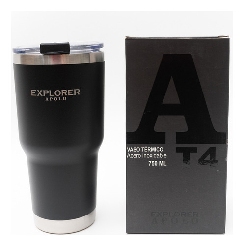 Vaso Termico Explorer 750 Ml Acero Inoxidable Camping Jarra Negro