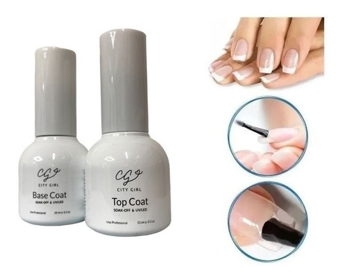 Kit X2 Semipermanentes Base + Top Coat Gel Uv Led