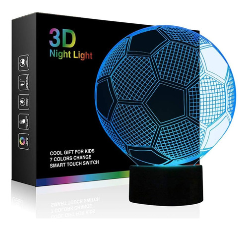 Lampara Ilusión 3d Balón De Fútbol Luz De Noche Lamparas Led