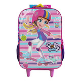 Mochila Escolar De Rodas Polly Pocket Meninas Infantil Cor Violeta