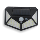 Luminária Solar Parede 100 Led Sensor Presença Com 3 Funções Cor Preto 3.7v
