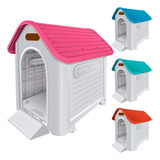 Casinha Casa Cachorro Base Branca Plástico Extra Grande N8 Cor Branca/rosa