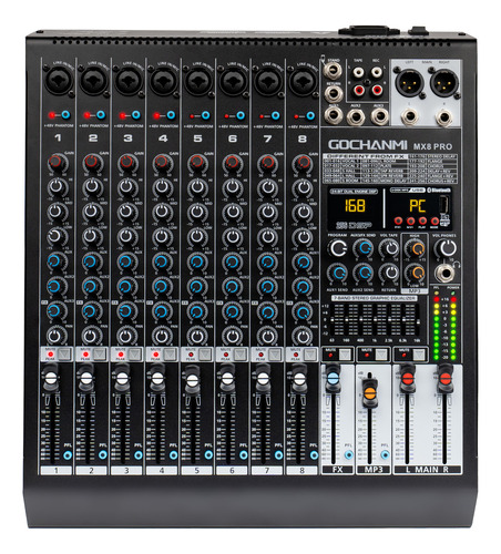 Mixer Mx8pro Audio 8 Canales Grabación Usb Con Efectos 99dsp