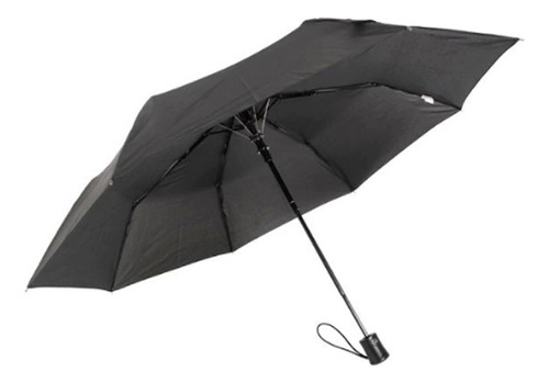 Paraguas Corto Negro Liso Varillas Anti Viento Reforzado 805